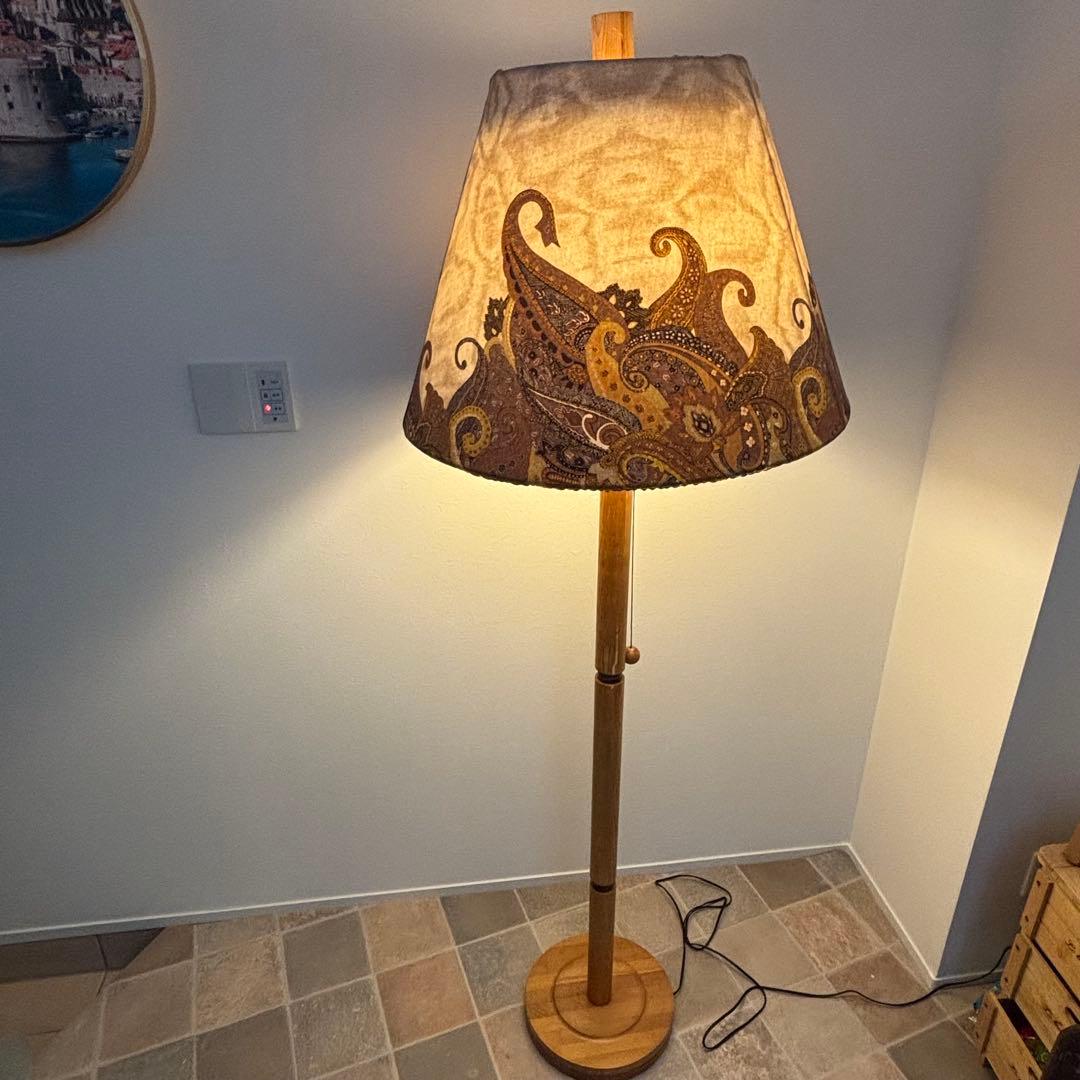 木製　アンティーク　フロアスタンド　フロアライト　間接照明