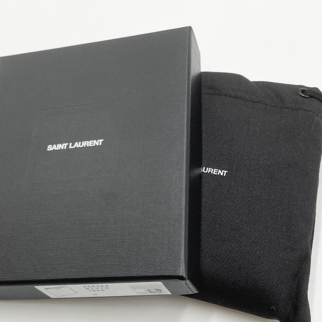 サンローラン キャビアスキン L字ジップ 二つ折り財布 レザー　ブラック