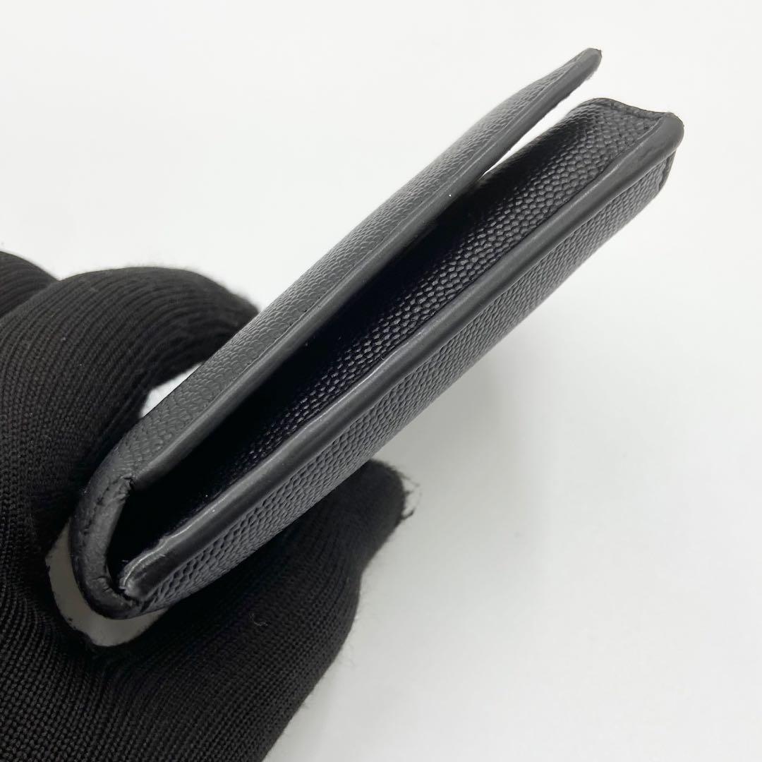 サンローラン キャビアスキン L字ジップ 二つ折り財布 レザー　ブラック