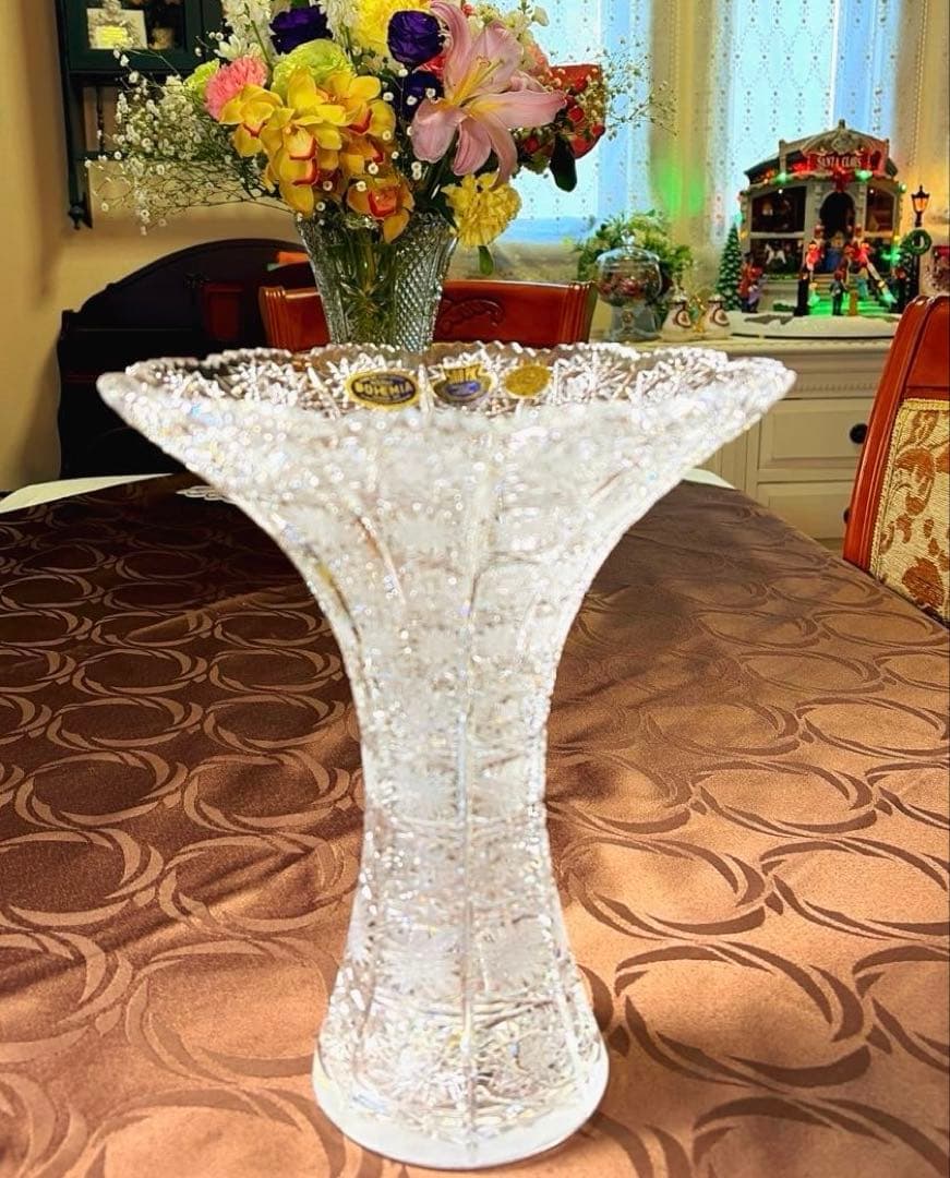 ーBohemia Glassー 【極美品】 ボヘミアクリスタルガラス 大型花瓶
