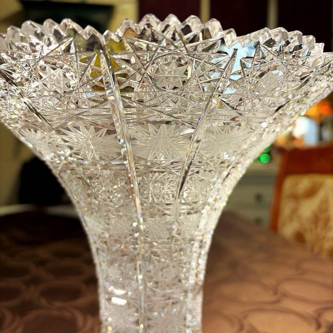 ーBohemia Glassー 【極美品】 ボヘミアクリスタルガラス 大型花瓶