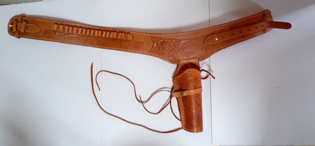 カービングレザーガンベルト ナチュラル　34