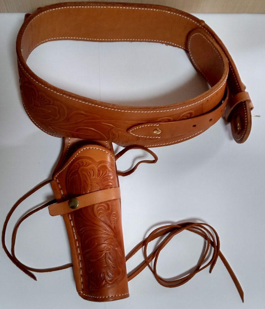 カービングレザーガンベルト ナチュラル　34