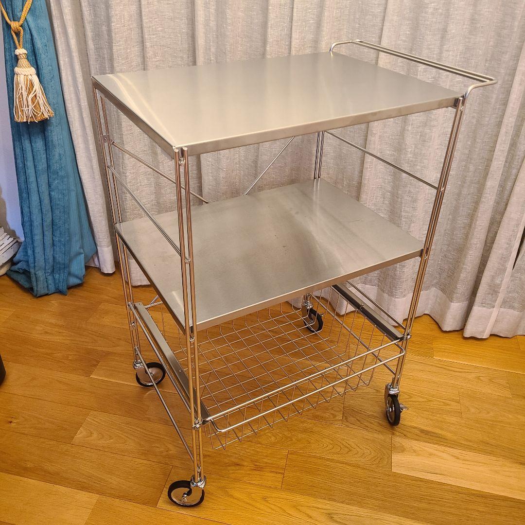 O'gre　オグレ　フラットステンレス3段トロリー　キッチンワゴン　韓国