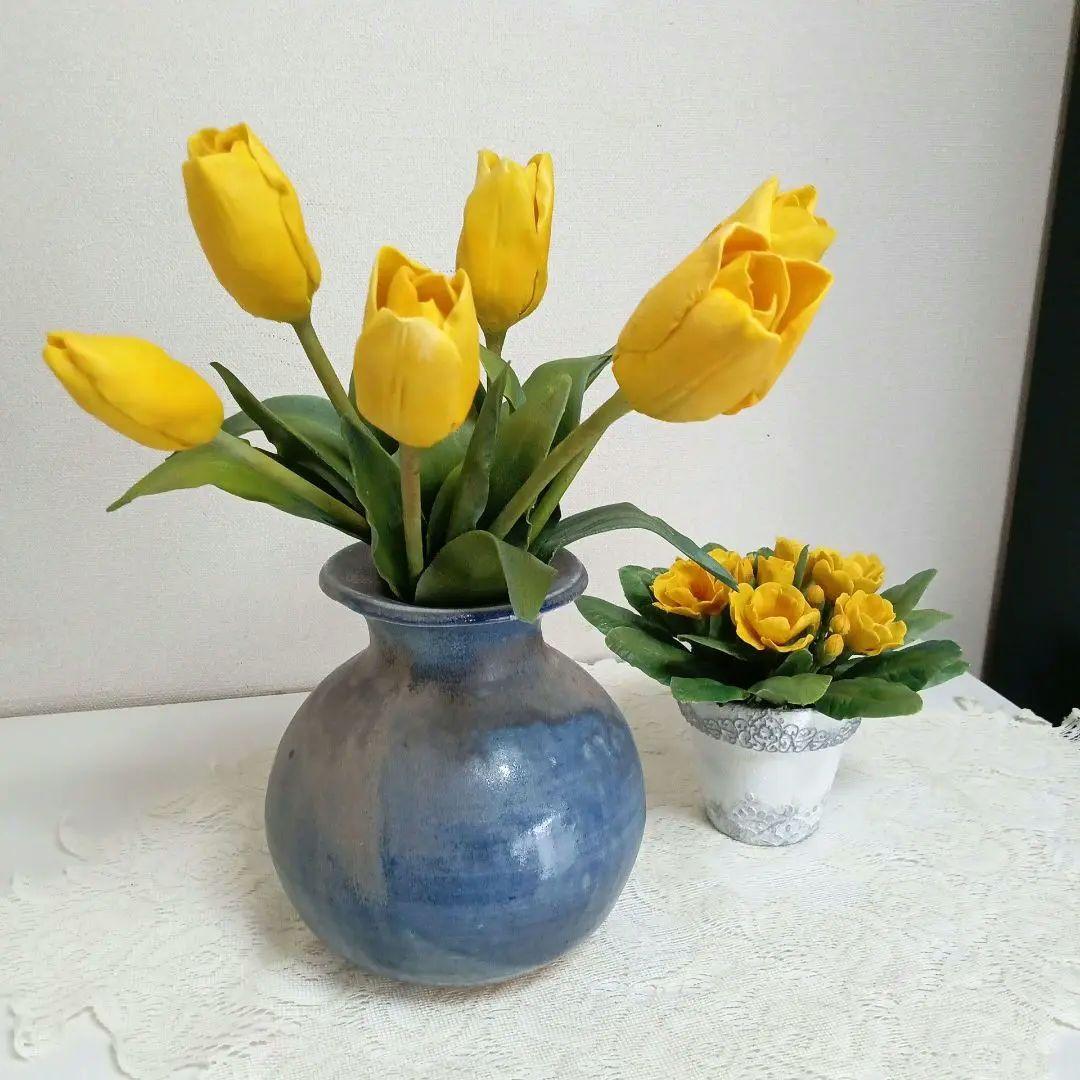 専用 イエローチューリップとイエロープリムラ クレイフラワー