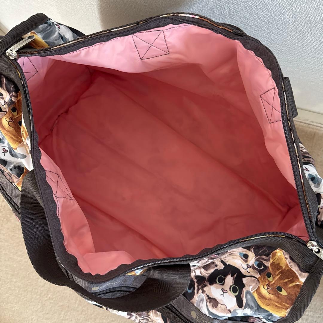 レスポートサック　ボストンバッグ　ネコ柄　大容量