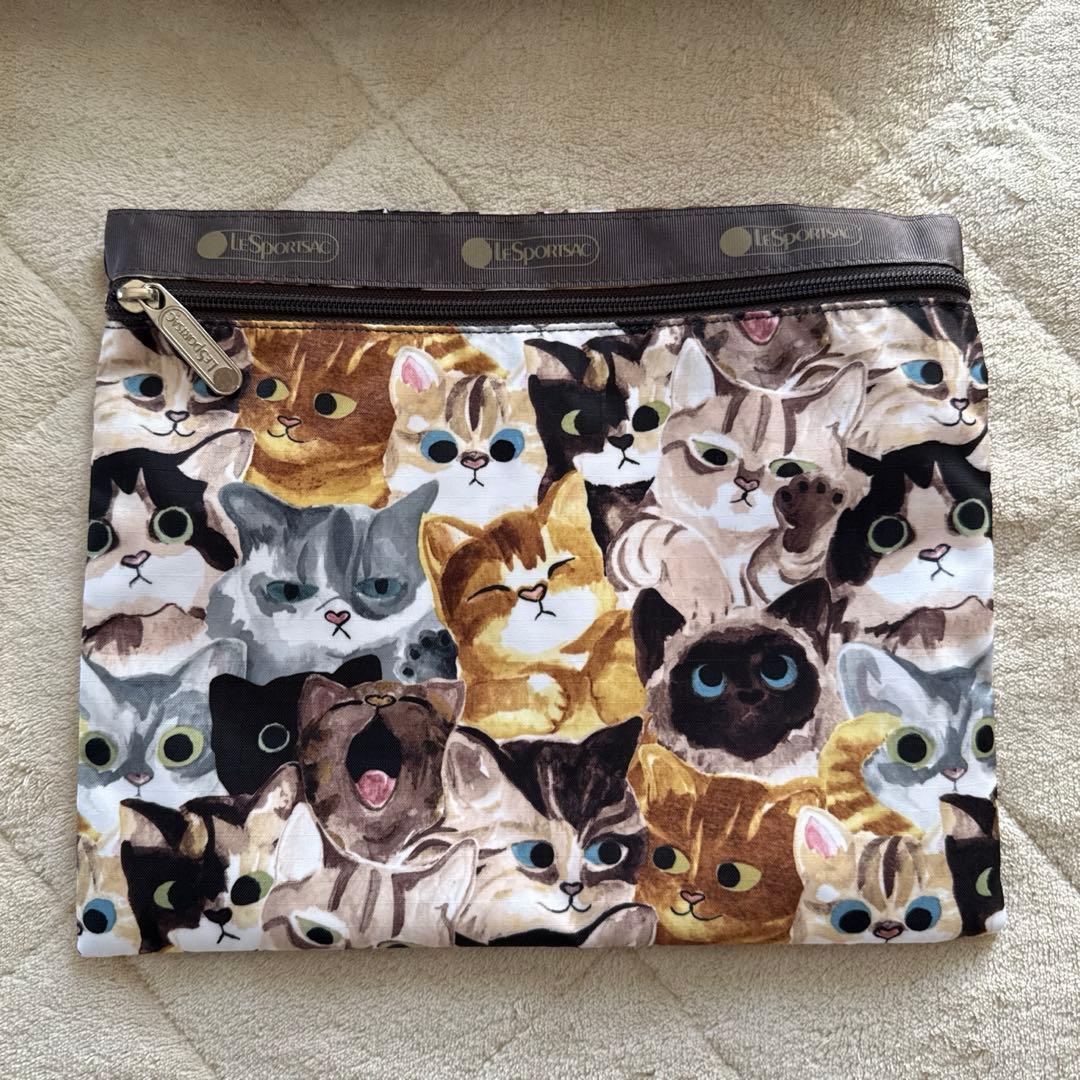 レスポートサック　ボストンバッグ　ネコ柄　大容量