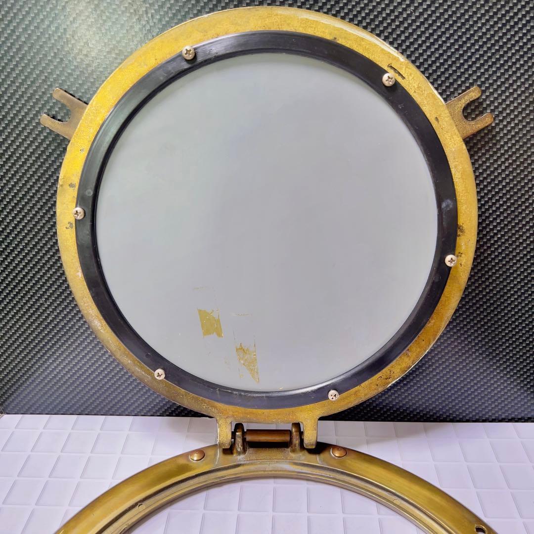 アンティーク風 船舶 真鍮（ブラス）丸窓舷窓ミラー