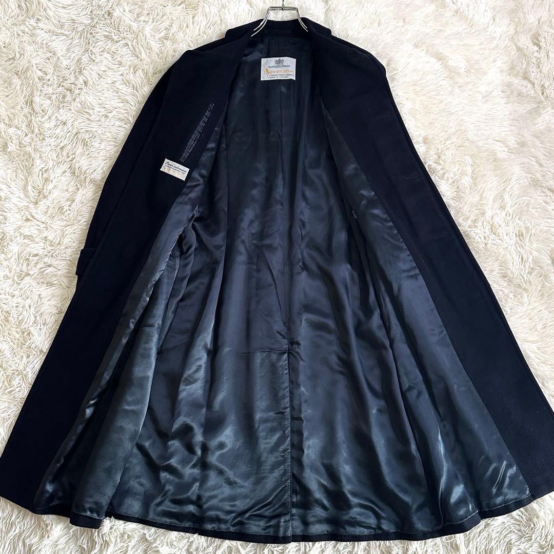 カシミヤ100%✨アクアスキュータム ステンカラーコート ロング丈 XL相当