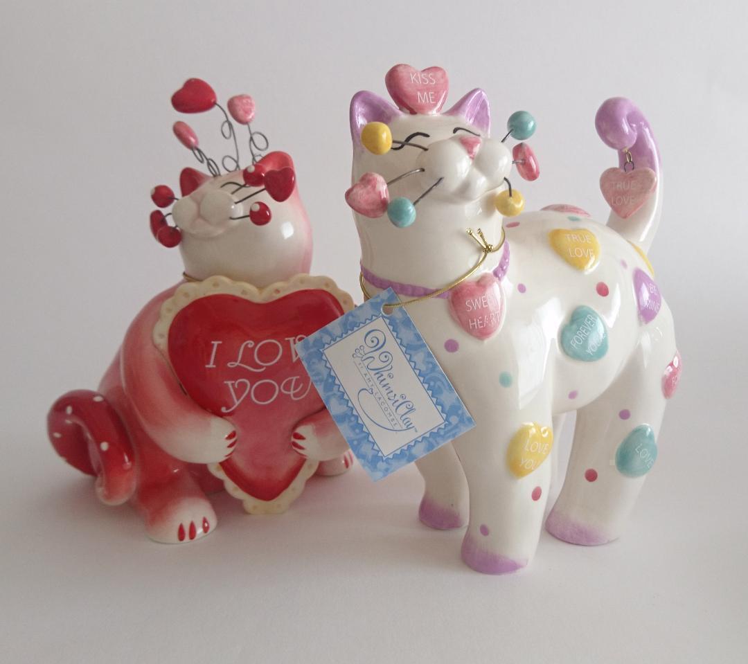 【2点セット】Amy Lacombe WhimsiClay 猫 陶器 置物