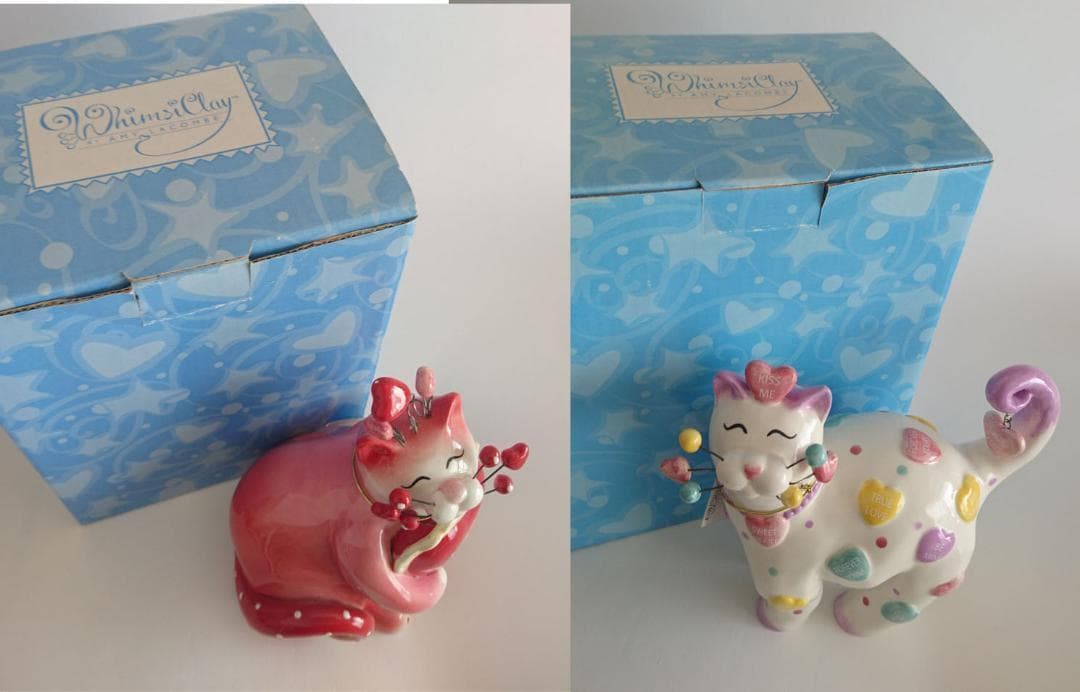 【2点セット】Amy Lacombe WhimsiClay 猫 陶器 置物