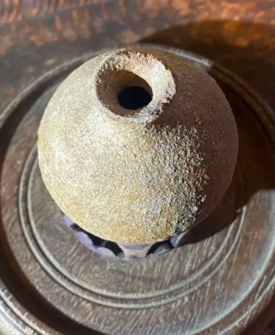 アンティーク　美品ブルナイ　小花器　極小唐木台座　３種・３点セット レア