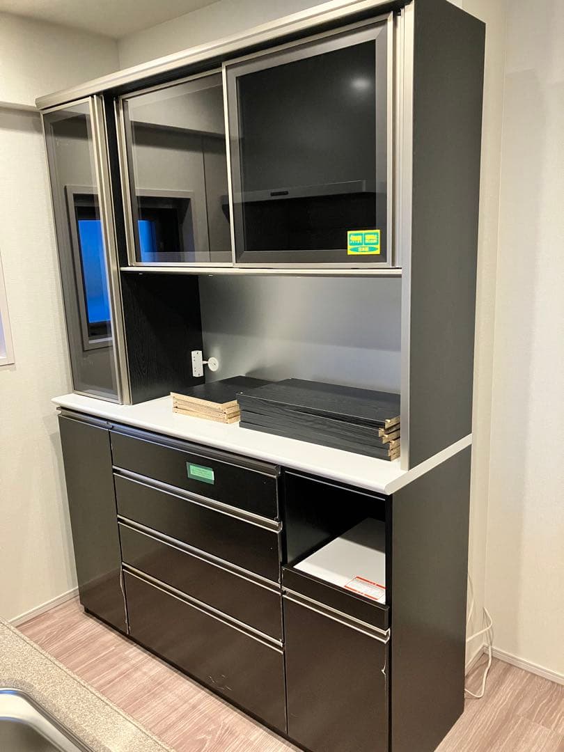 新品　ブラック　キッチン収納　食器棚　黒　150cm幅