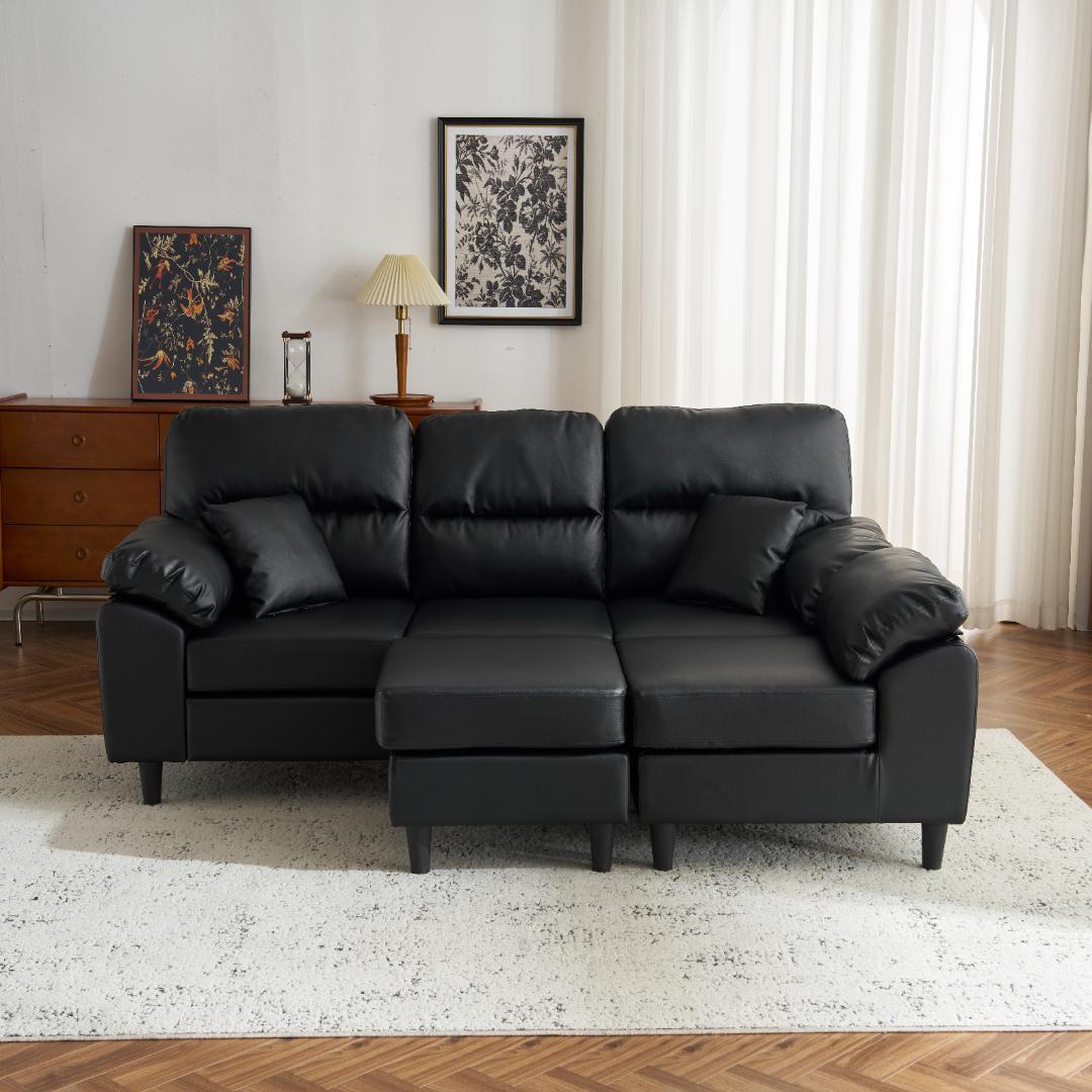最後１セット！2-5人掛け L字 ソファ ソファーセットローソファー BLACK