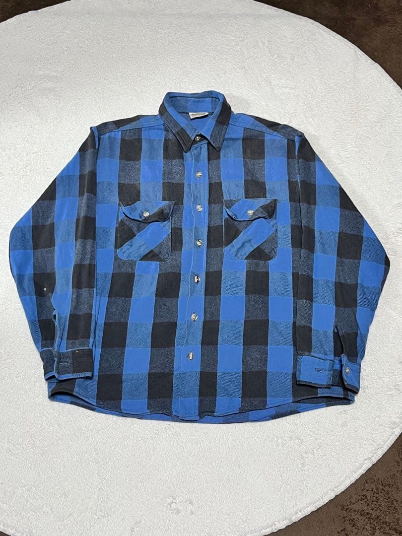 90s FIVE BROTHER ネルシャツ　青×黒