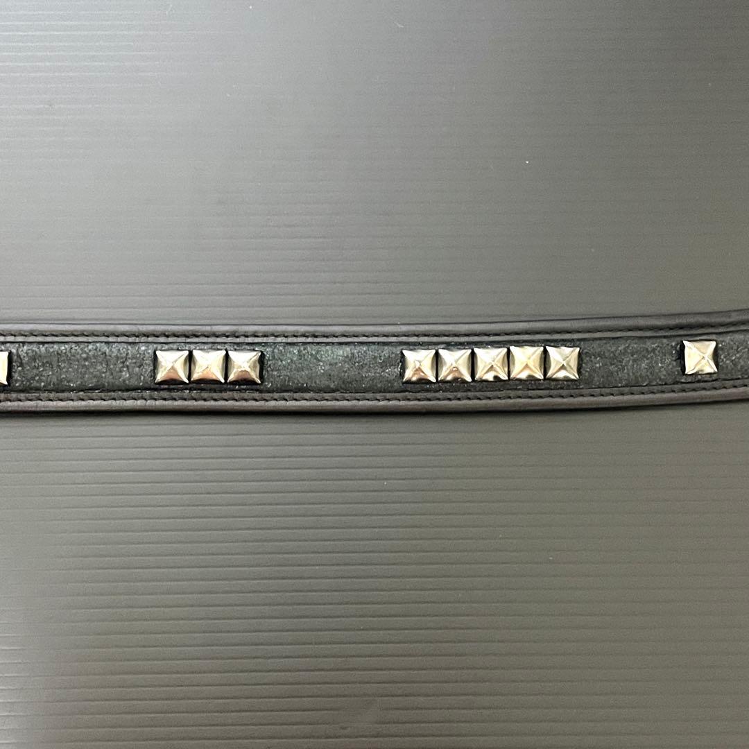 【希少】Roen ロエン スタッズ レザー ベルト 黒 スカル 髑髏 ガンメタ