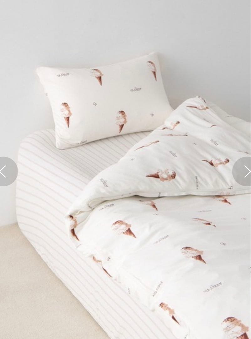 ジェラートピケ アイスクリーム柄掛け布団カバーピローカバー2点セット　シングル