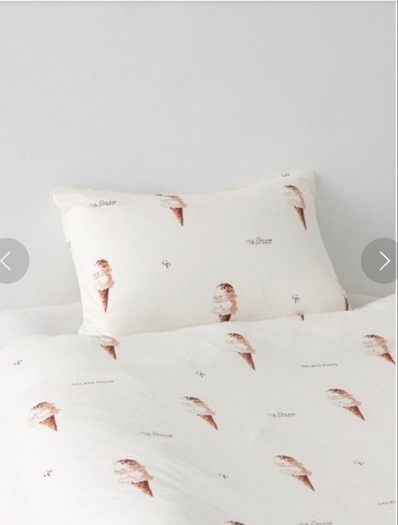 ジェラートピケ アイスクリーム柄掛け布団カバーピローカバー2点セット　シングル