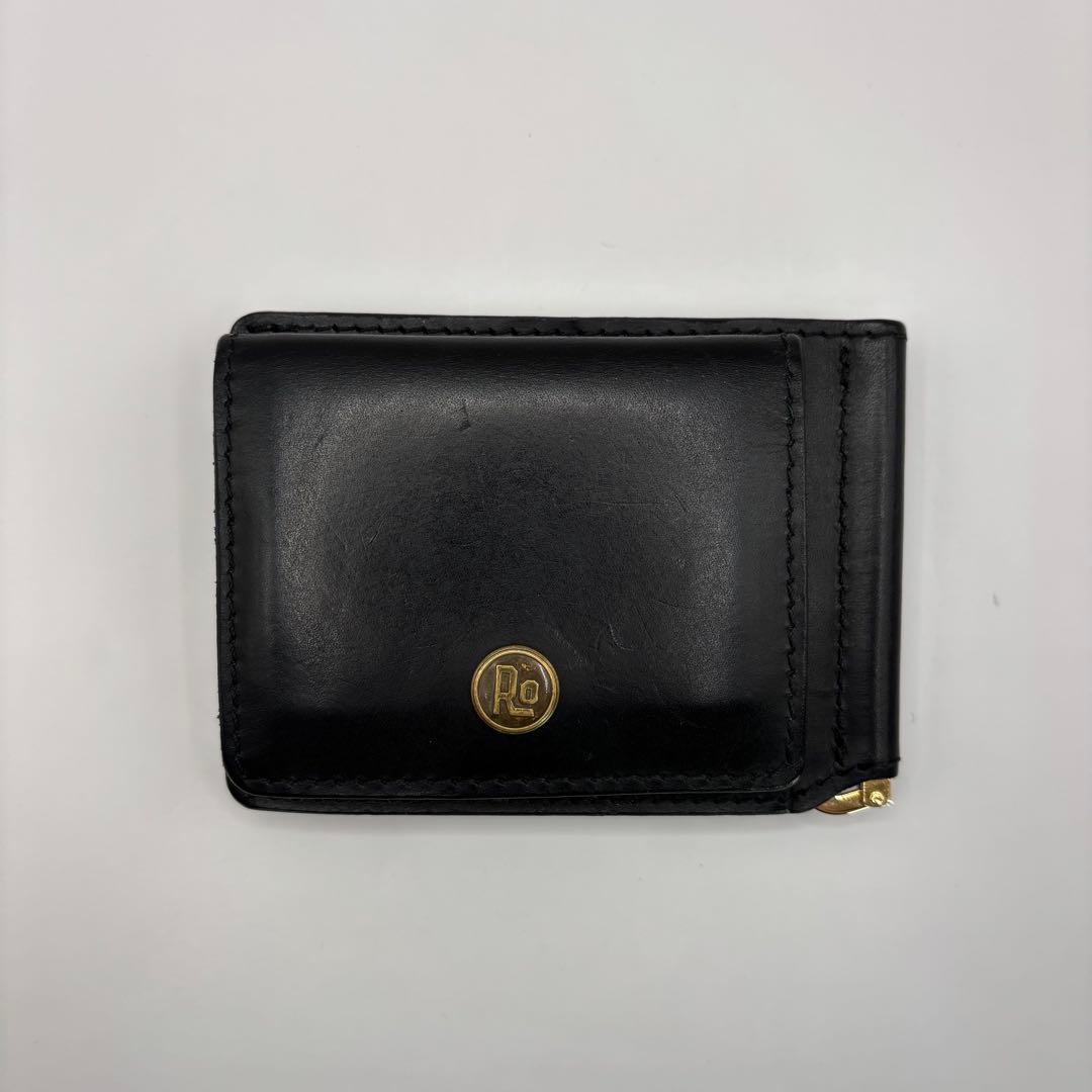 ROTAR　二つ折り財布　マネークリップ　ブラック　レザー　ウォレット　黒