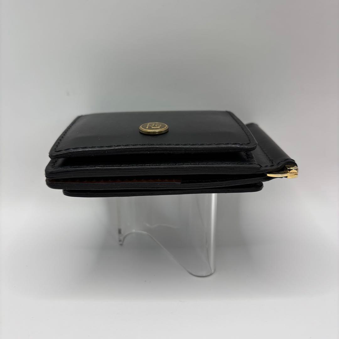 ROTAR　二つ折り財布　マネークリップ　ブラック　レザー　ウォレット　黒