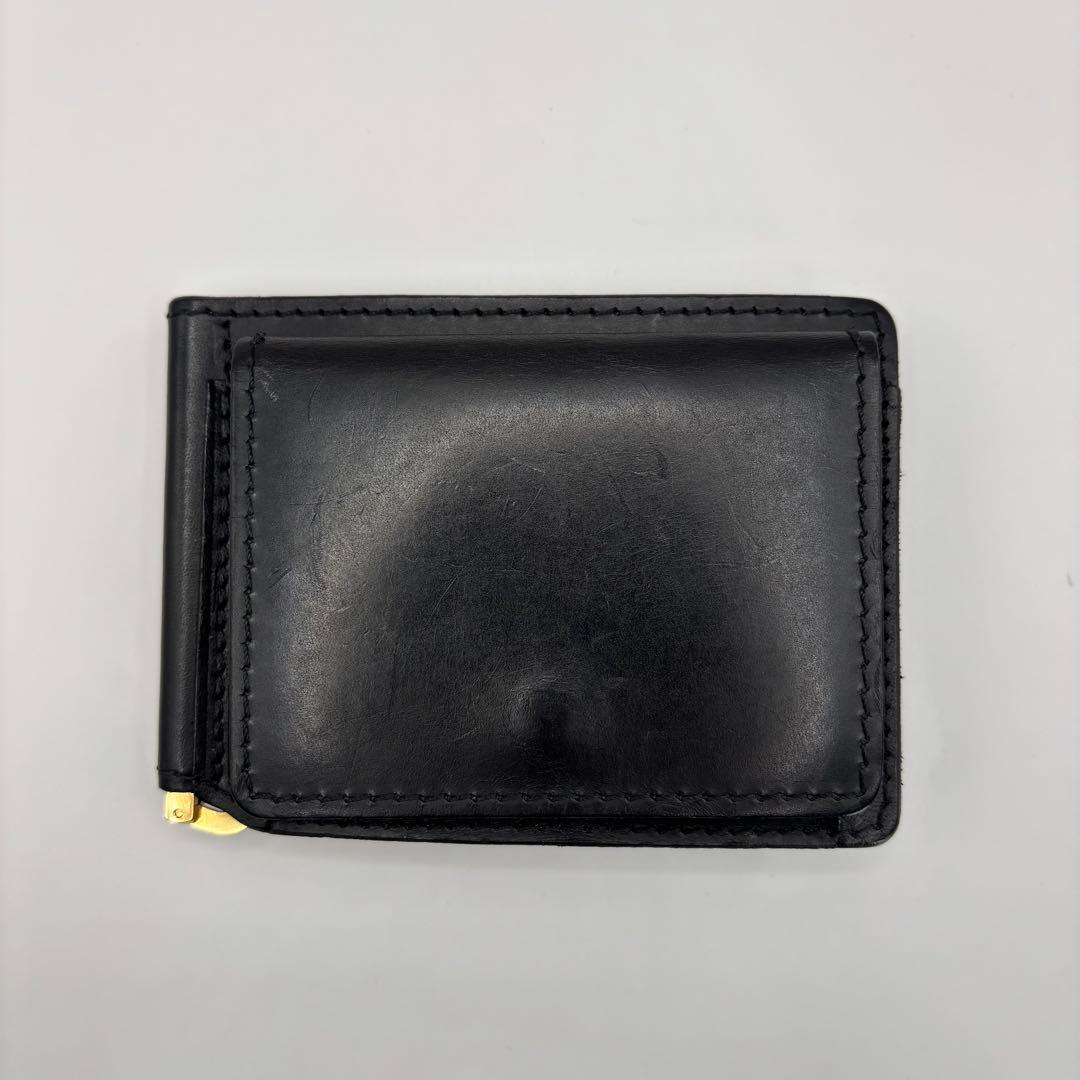 ROTAR　二つ折り財布　マネークリップ　ブラック　レザー　ウォレット　黒