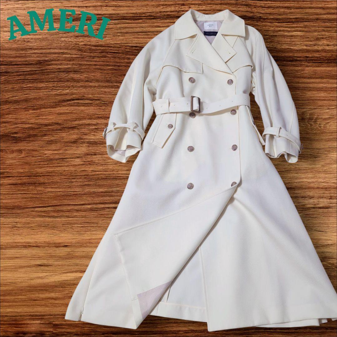 【AMERI アメリ】美品 スーペリアフレアトレンチコート オフホワイト S