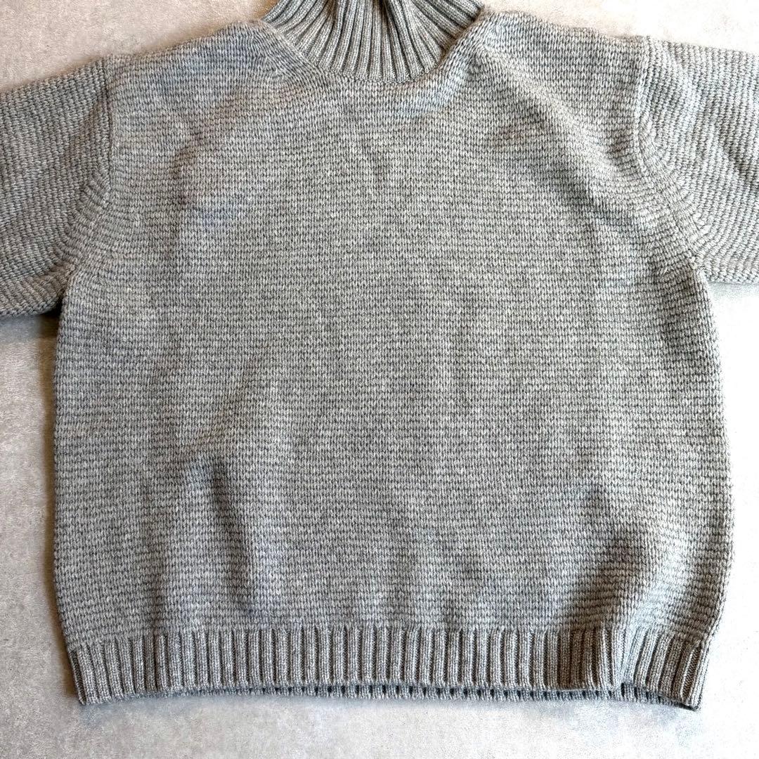 タグ付 ATON エイトン LAMBS WOOL ボトルネックセーター グレー