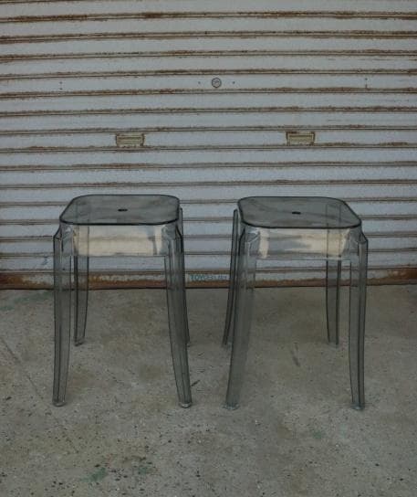 ☆送料無料☆ クリアスツール2脚 / スモークカラー / モノトーン