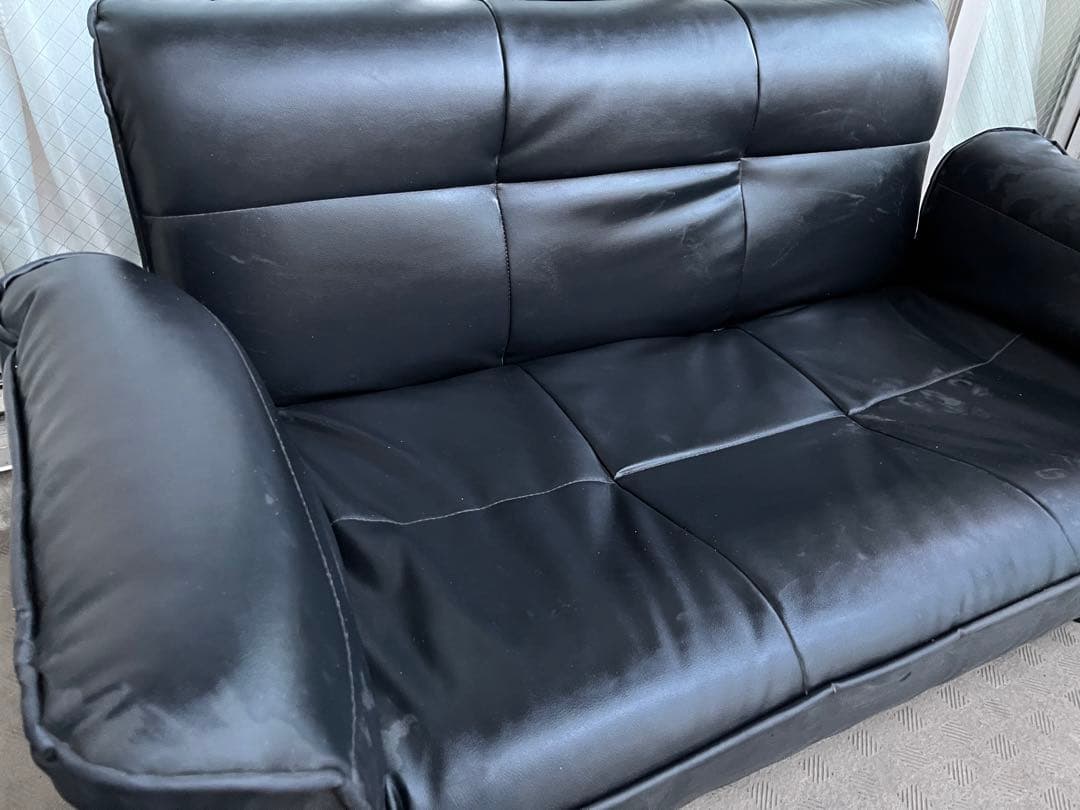 脚付きカウチソファ 2人掛け リクライニング