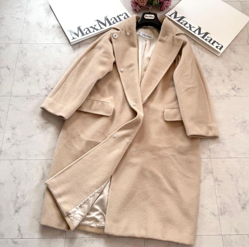 【らきぱぴ様】★マックスマーラ 最高級白タグ カシミヤウールコート 40 XL