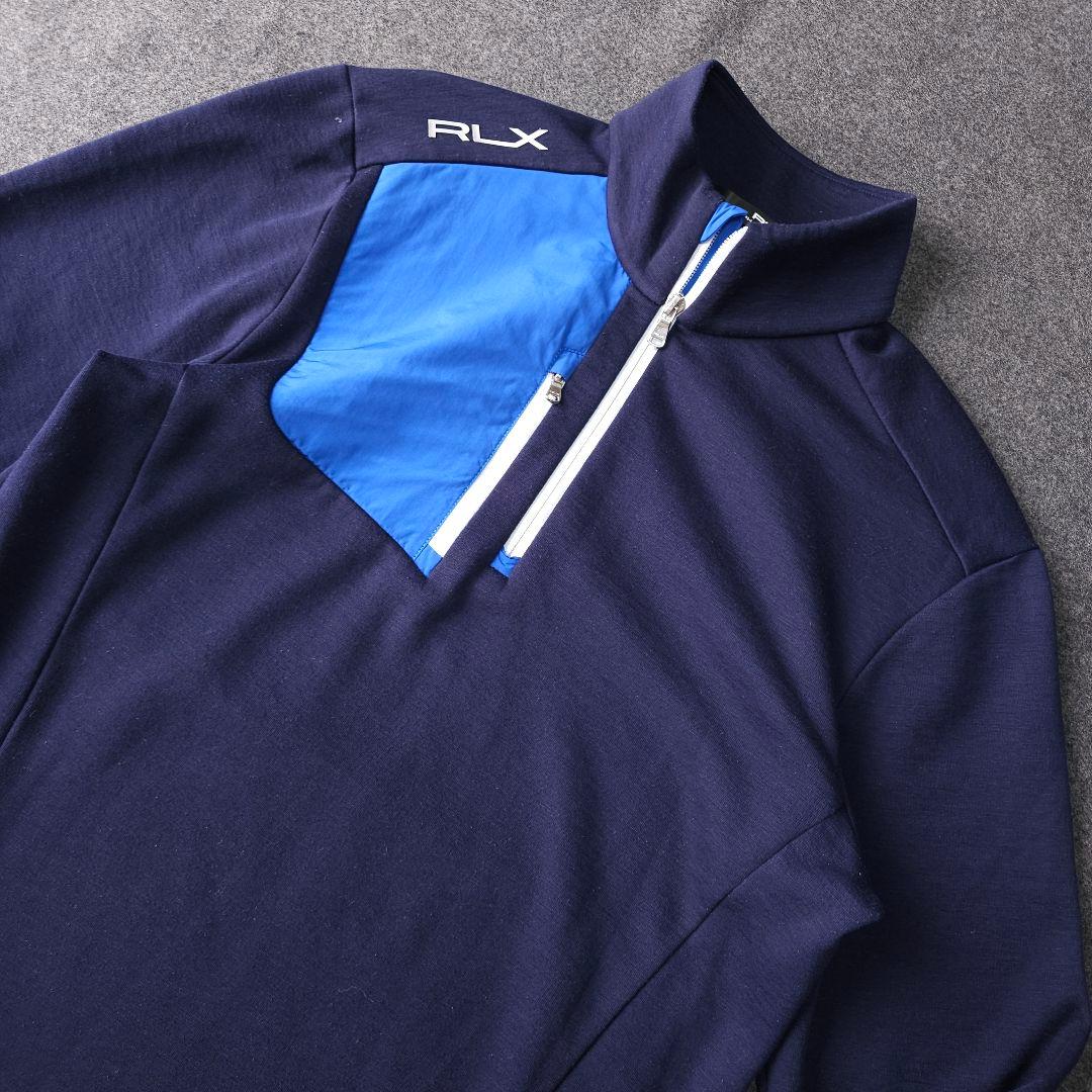 RLX ポロラルフローレン ハーフジップ 裏薄起毛 ブルゾントレーナーS 紺