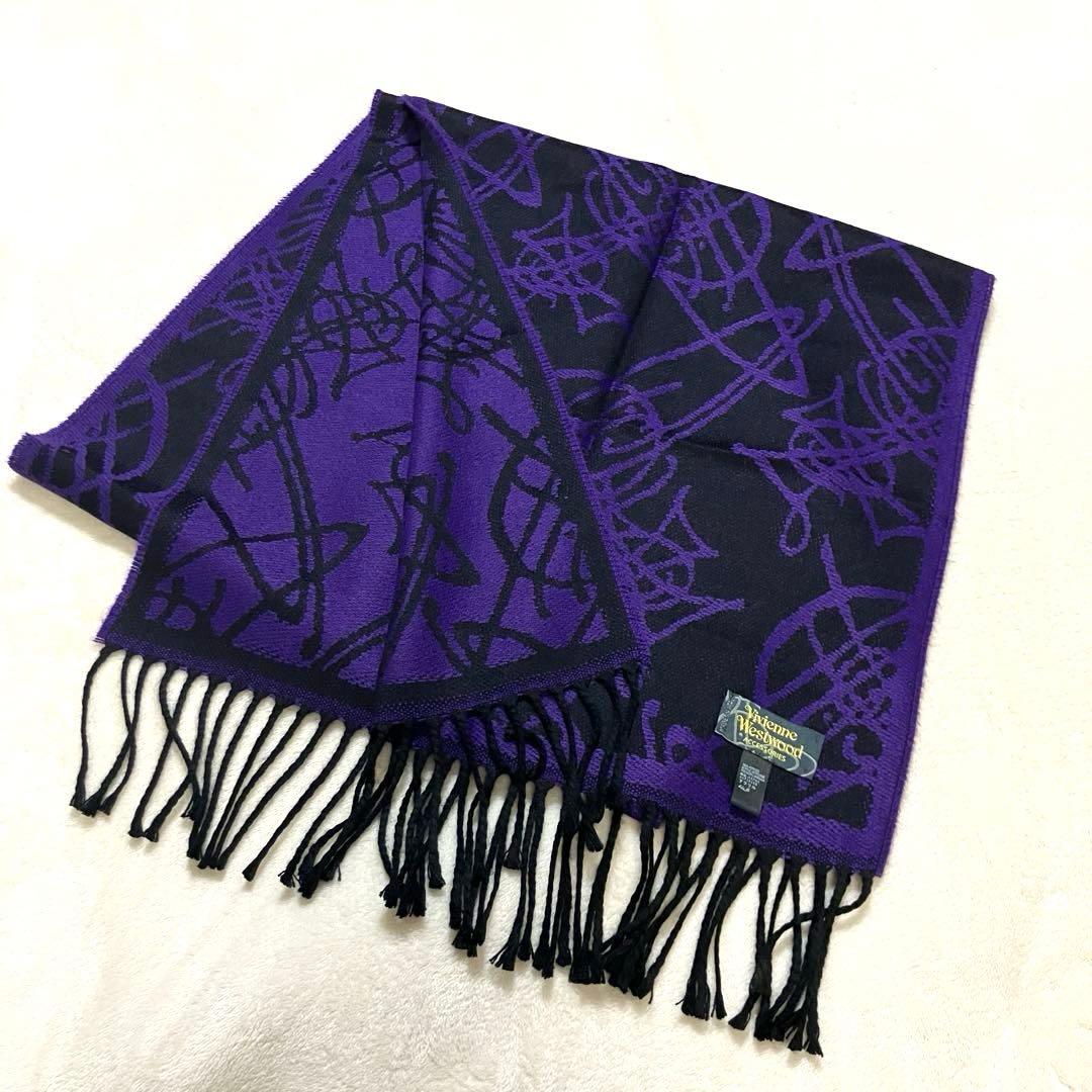 【ユニセックス】ヴィヴィアンウエストウッド リバーシブル マフラー オーブ総柄