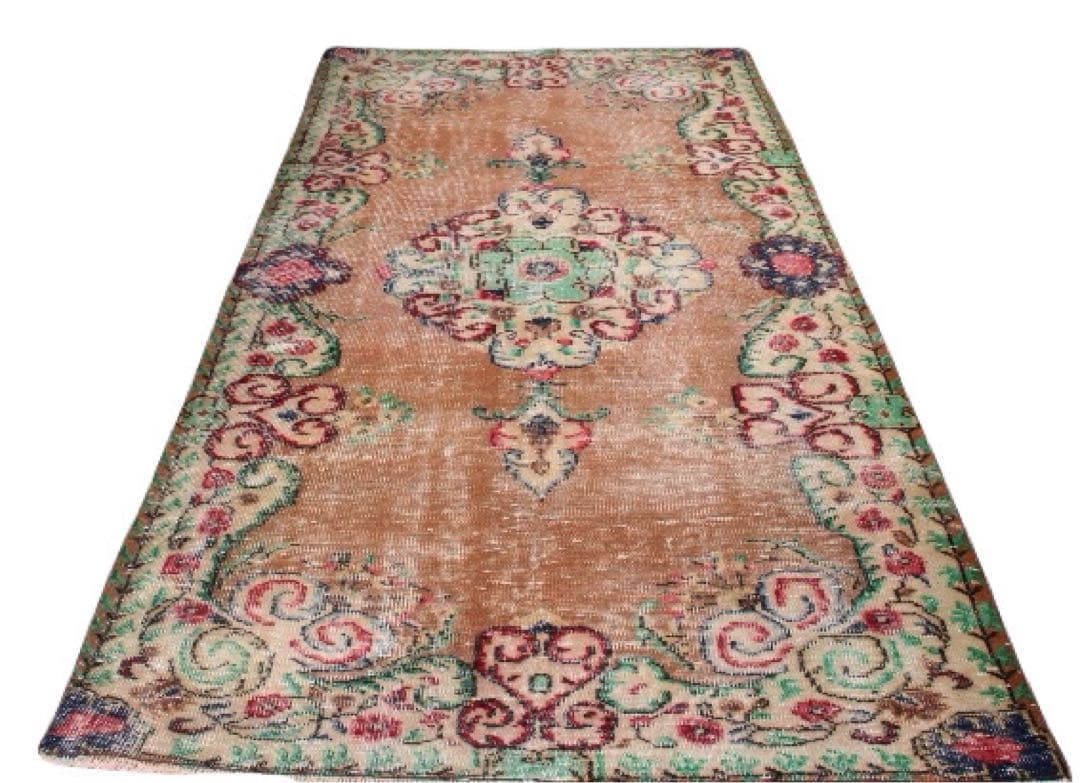 超大判　特大　271×140 超レア　トルコヴィンテージラグ　テラコッタオレンジ