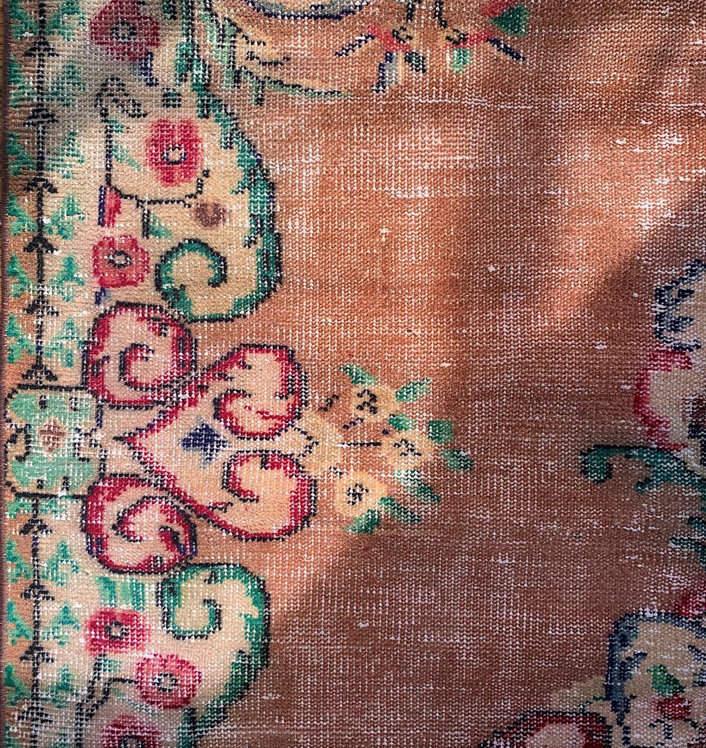 超大判　特大　271×140 超レア　トルコヴィンテージラグ　テラコッタオレンジ