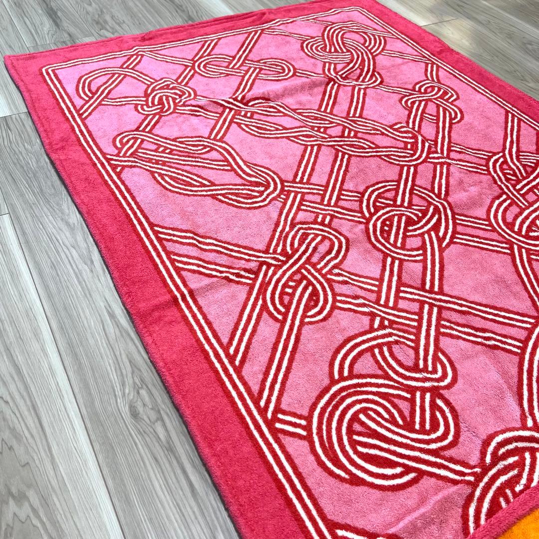 【新品】HERMESエルメス　ビーチタオル ラグ　マット ピンク　結