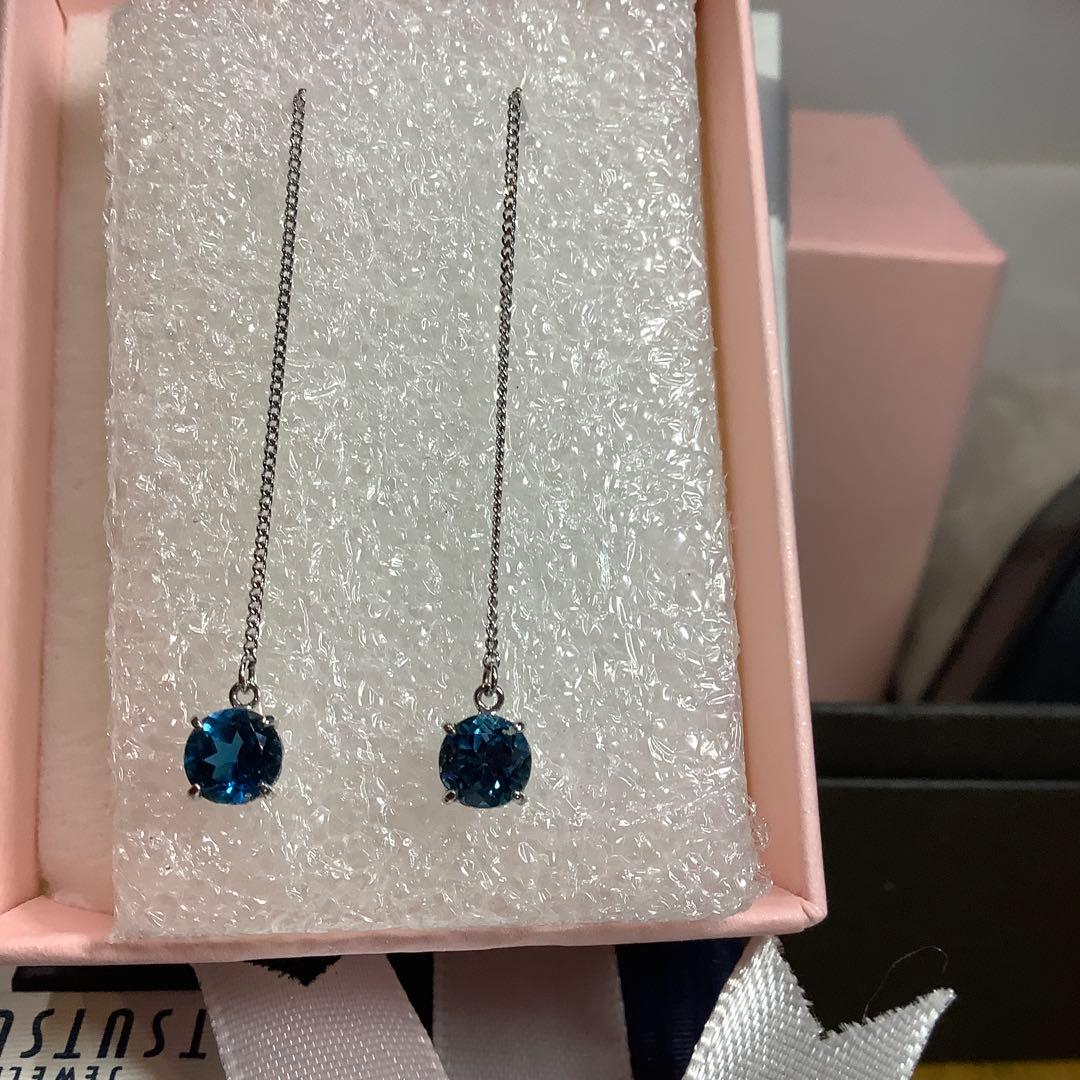 ツツミk10WGロンドンブルートパーズピアス