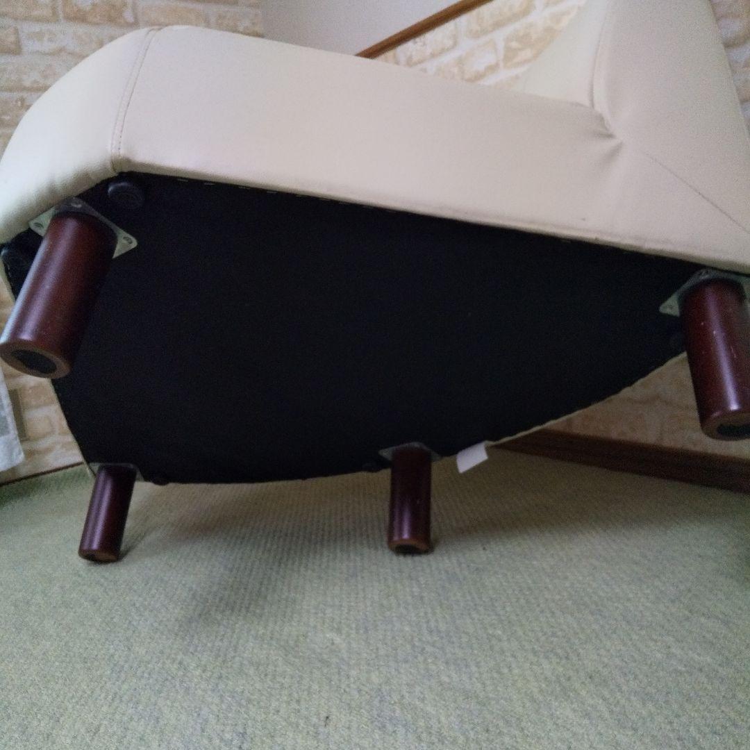 セット単品/コーナーソファ脚付(外すとローソファ)人工皮革/アイボリー/ 美品