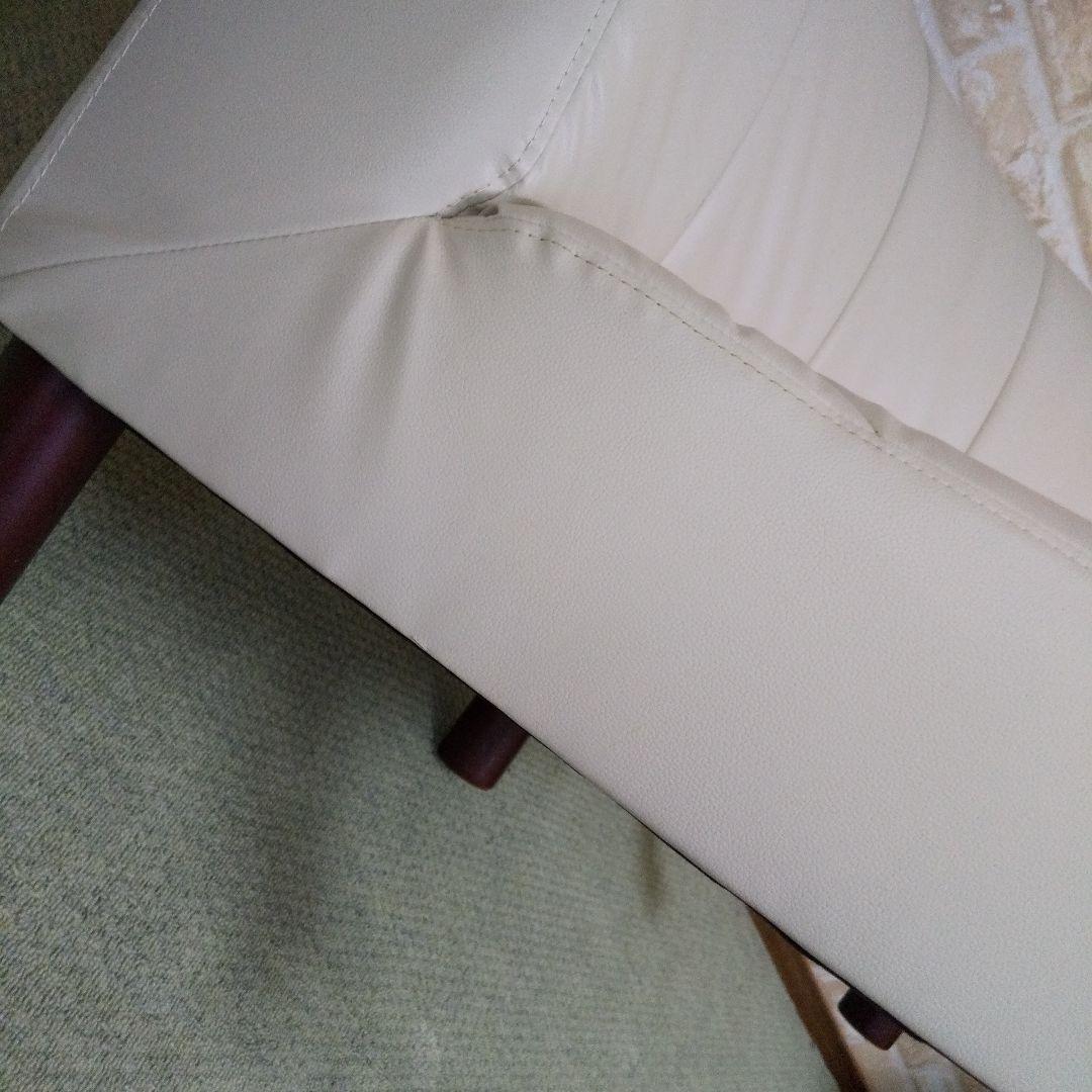 セット単品/コーナーソファ脚付(外すとローソファ)人工皮革/アイボリー/ 美品