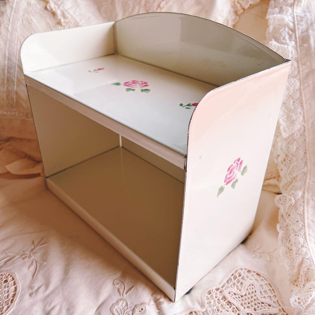 お値下げマニーローズホーロー収納ケースイマンダイアナローズ薔薇フレンチカントリー