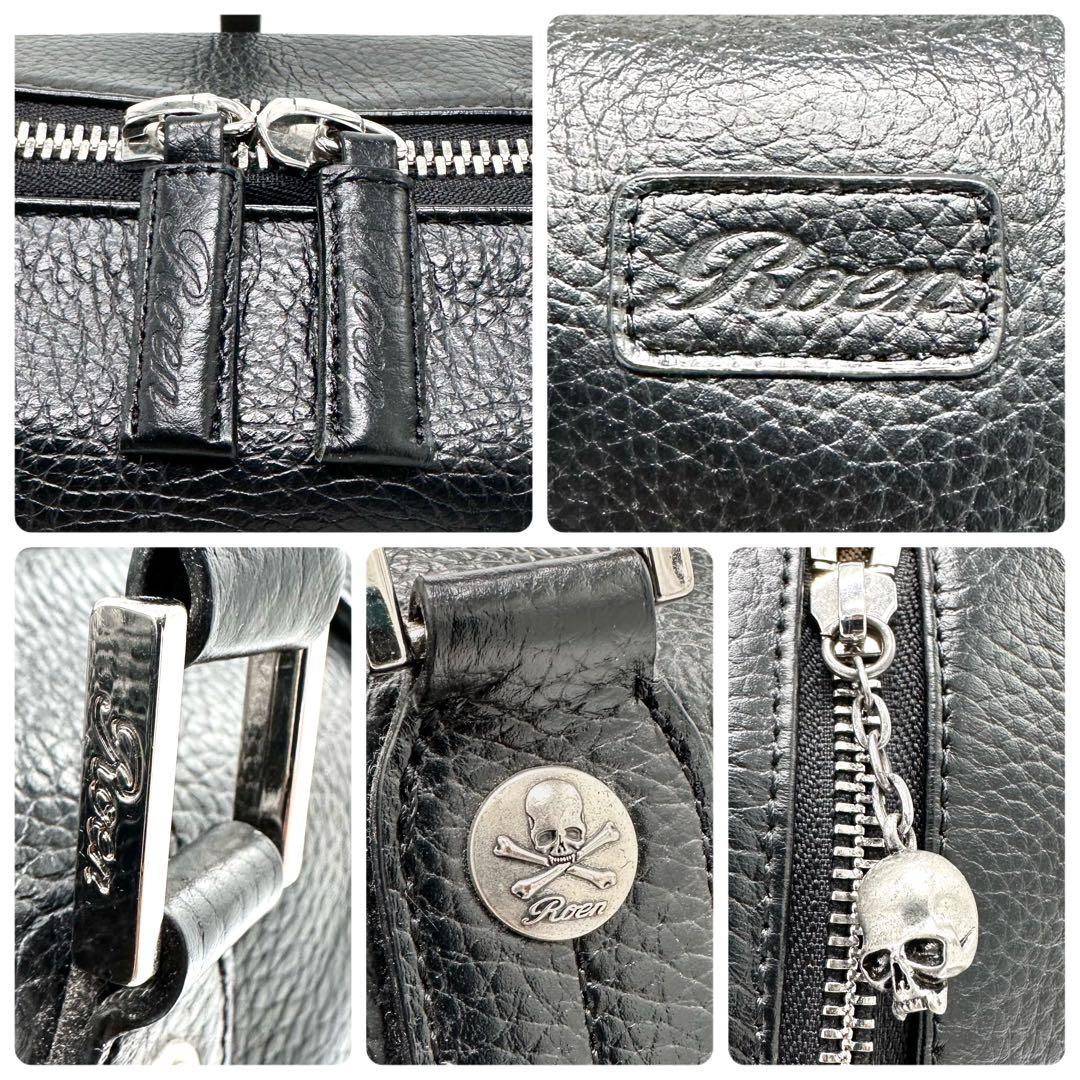 ロエン スカルデザイン ボストンバッグ トート 肩掛け A4可 大容量 ブラック