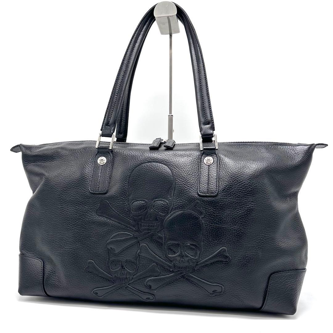 ロエン スカルデザイン ボストンバッグ トート 肩掛け A4可 大容量 ブラック