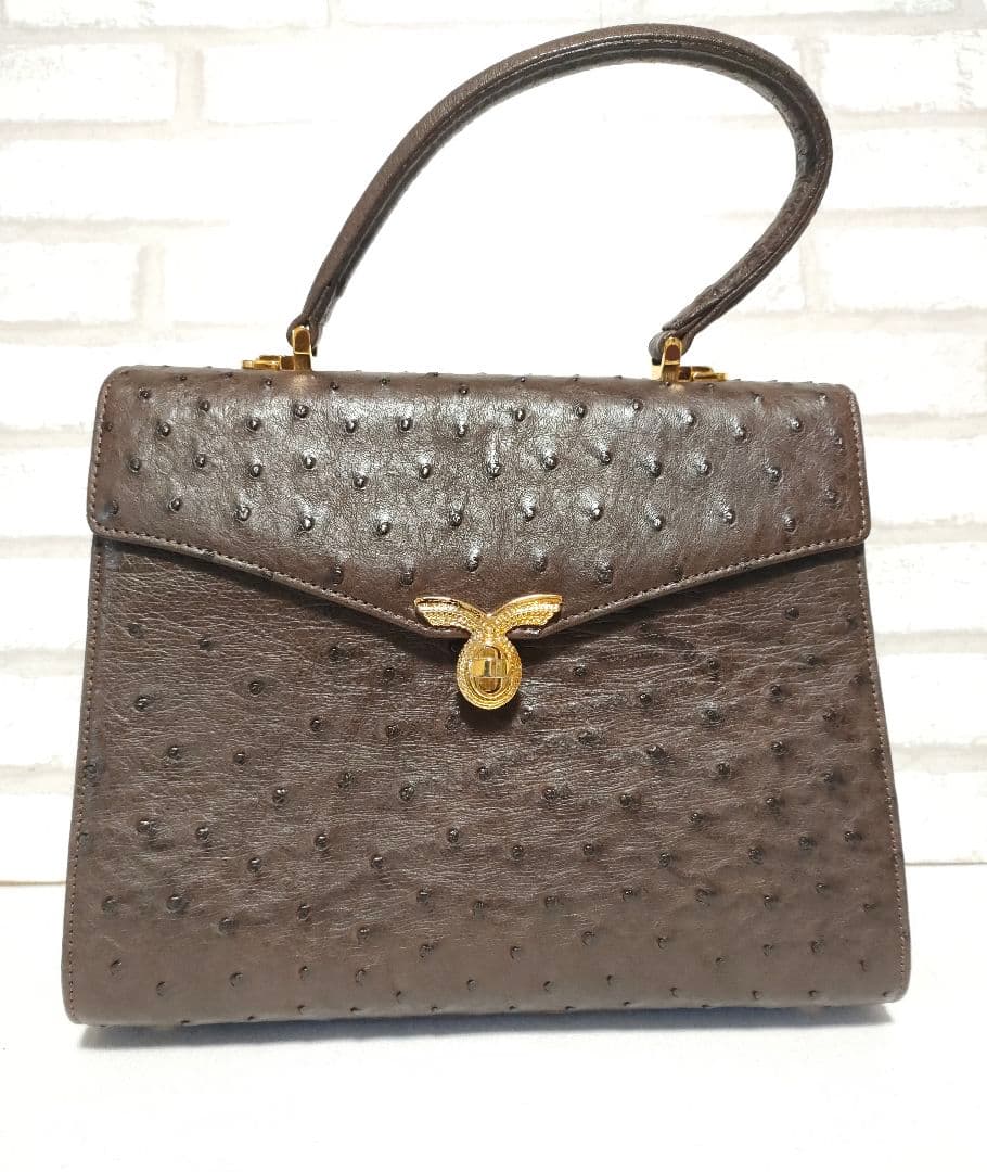 オーストリッチ ハンドバッグ ストラップ付き