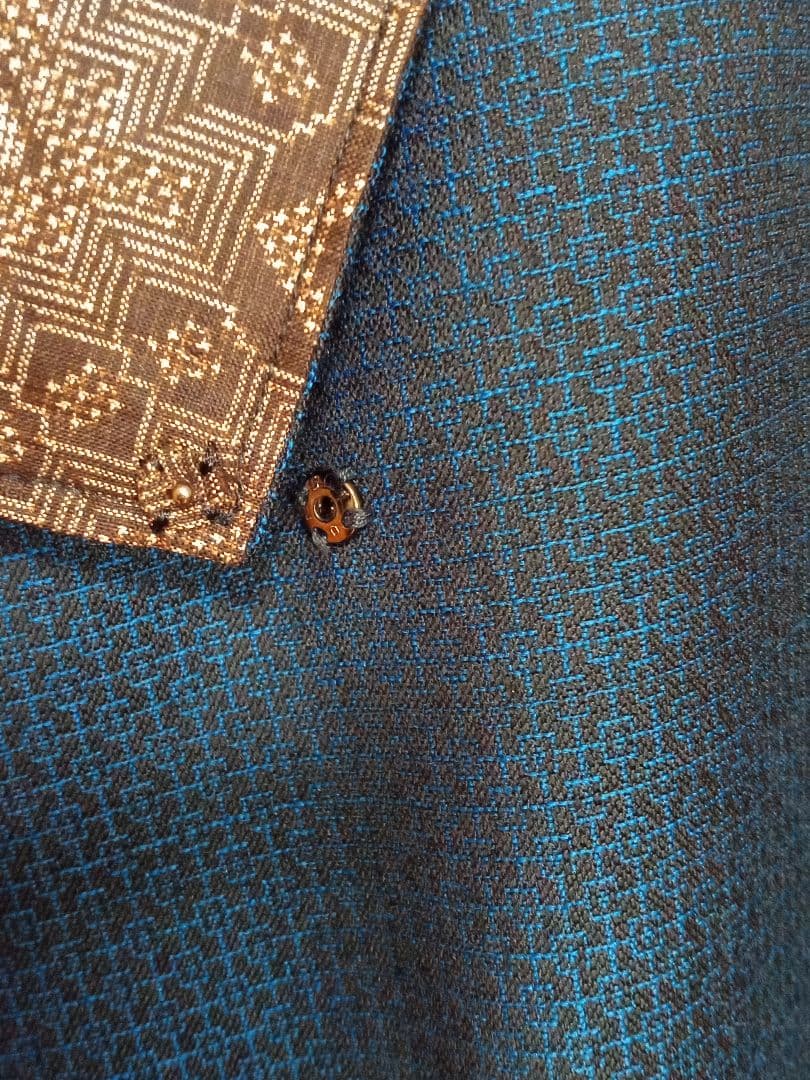 ウール男物着物と龍郷柄で羽織物 　　　freeesize