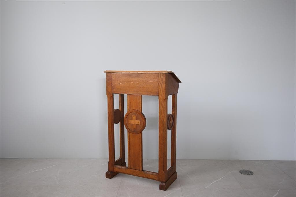 フランスアンティーク木製チャペルデスク/教会机/チャーチテーブル(82-23)