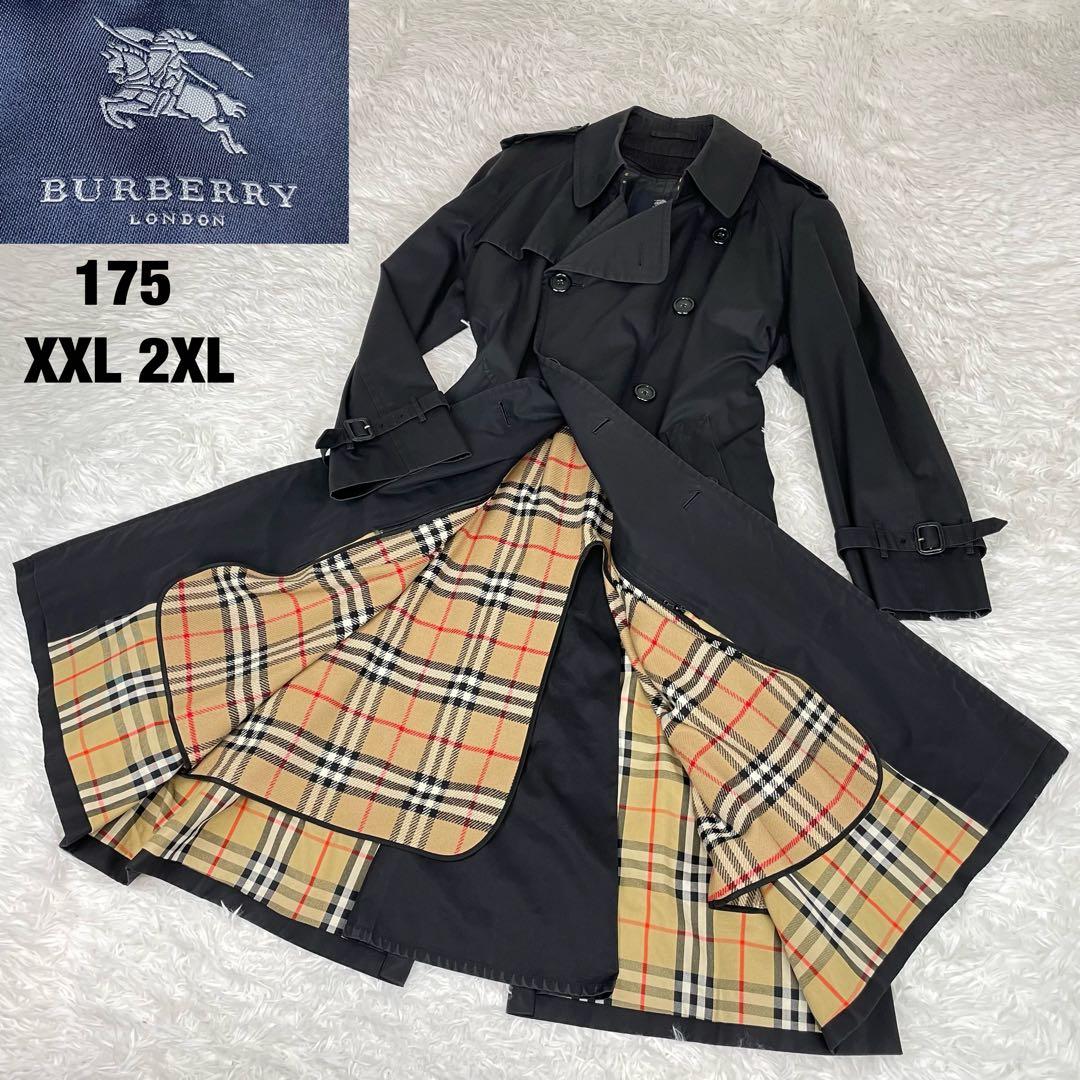 美品✨バーバリーロンドン✨トレンチコート✨2XL✨マキシ丈✨メガチェック✨黒