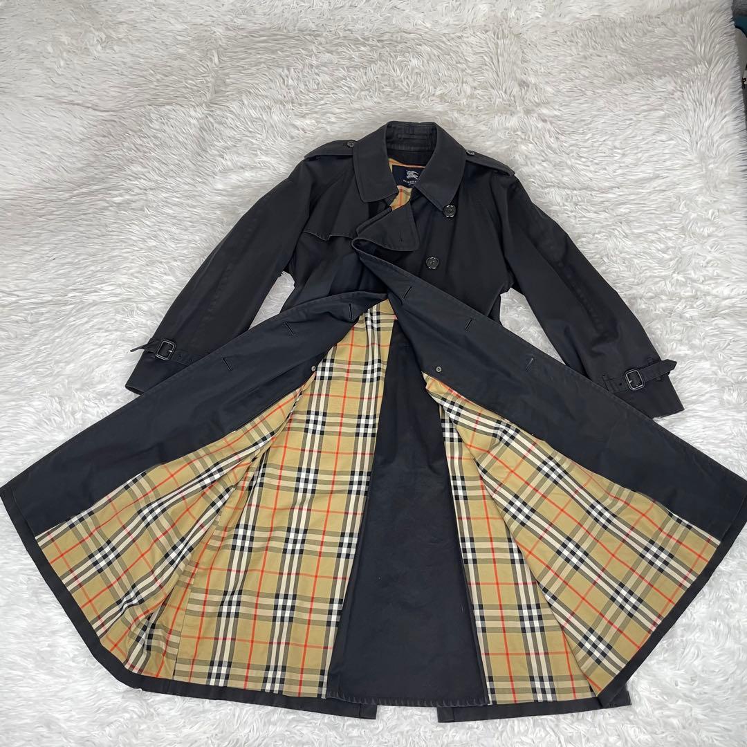 美品✨バーバリーロンドン✨トレンチコート✨2XL✨マキシ丈✨メガチェック✨黒