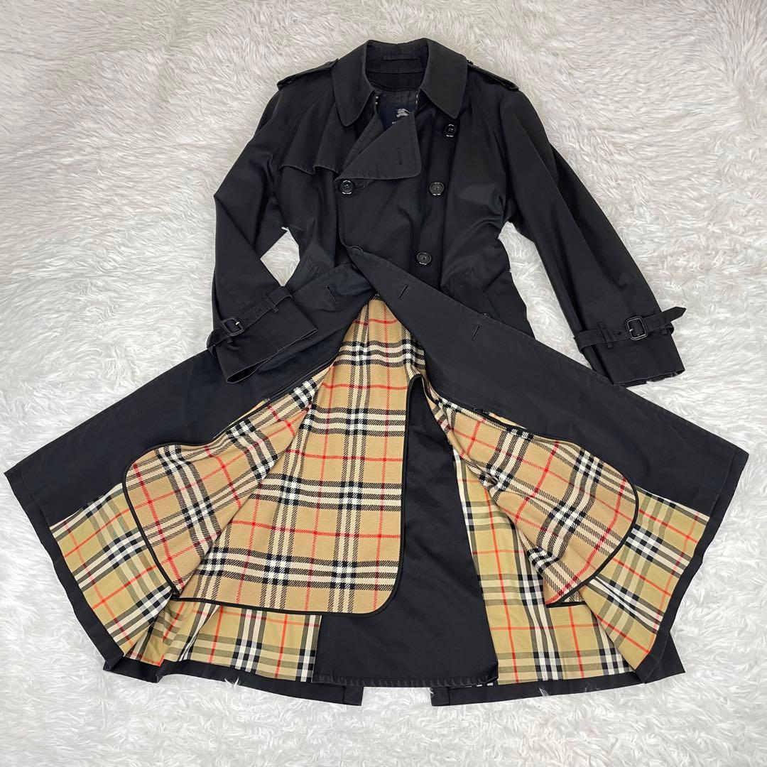 美品✨バーバリーロンドン✨トレンチコート✨2XL✨マキシ丈✨メガチェック✨黒