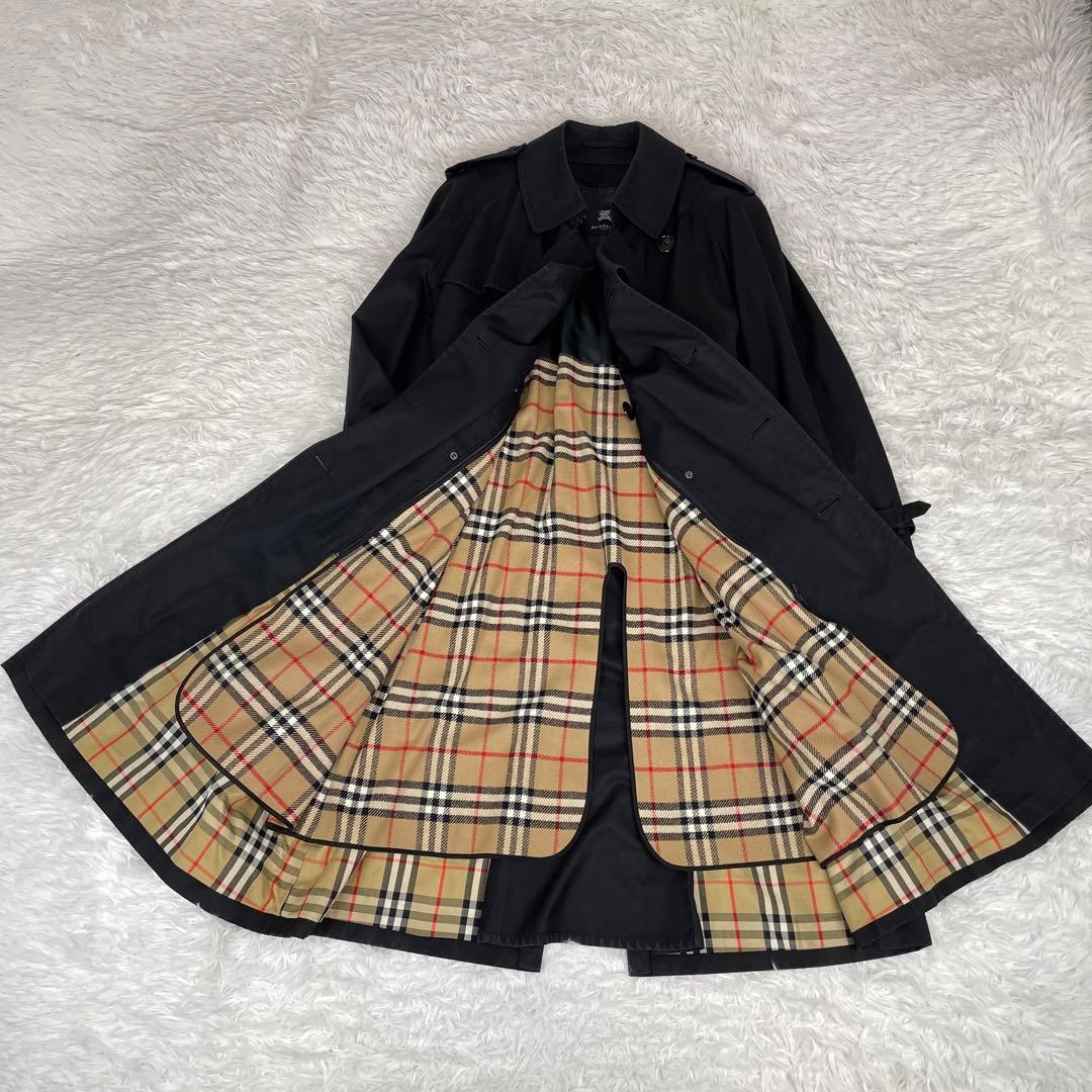 美品✨バーバリーロンドン✨トレンチコート✨2XL✨マキシ丈✨メガチェック✨黒