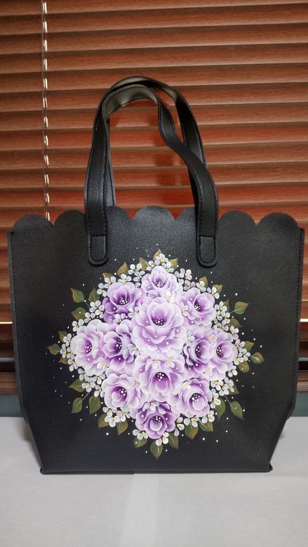 キティママページ　ミニバッグ　ティシュケース　トールペイント　バラ