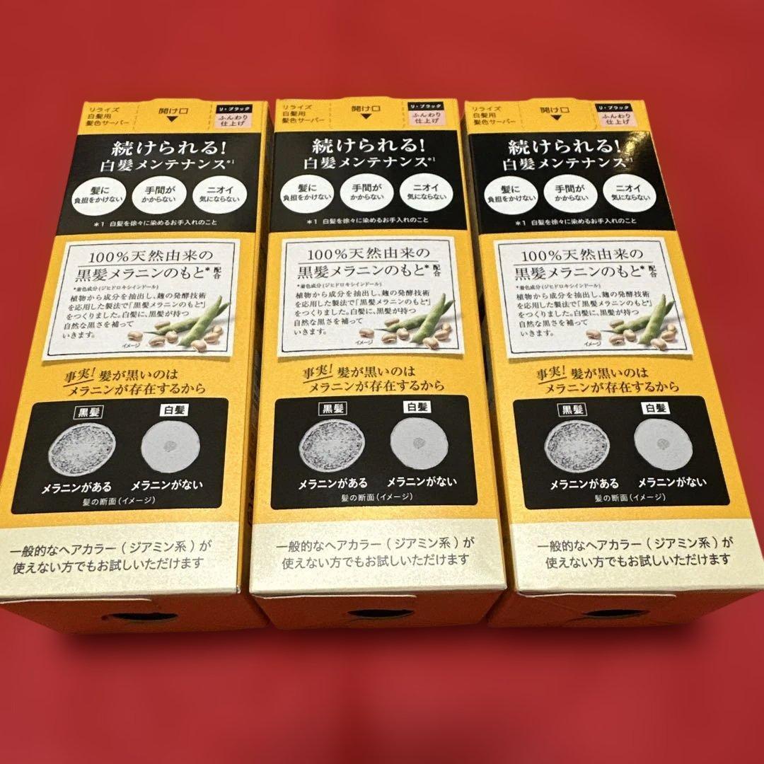 メ*き様 リライズ　白髪用髪色サーバー　リ・ブラック　ふんわり仕上げ　6点セット